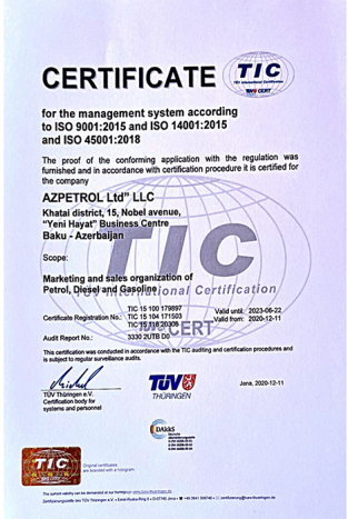“Azpetrol” Company was awarded with the Certificate